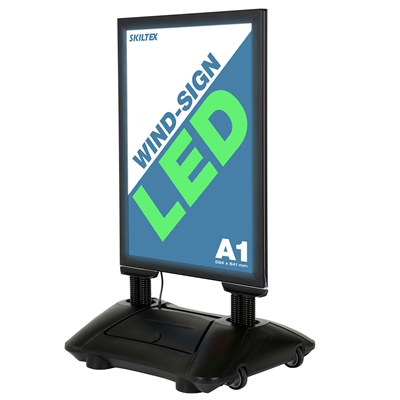 LED Wind-Sign Sort Gadeskilt Med Lys - A1