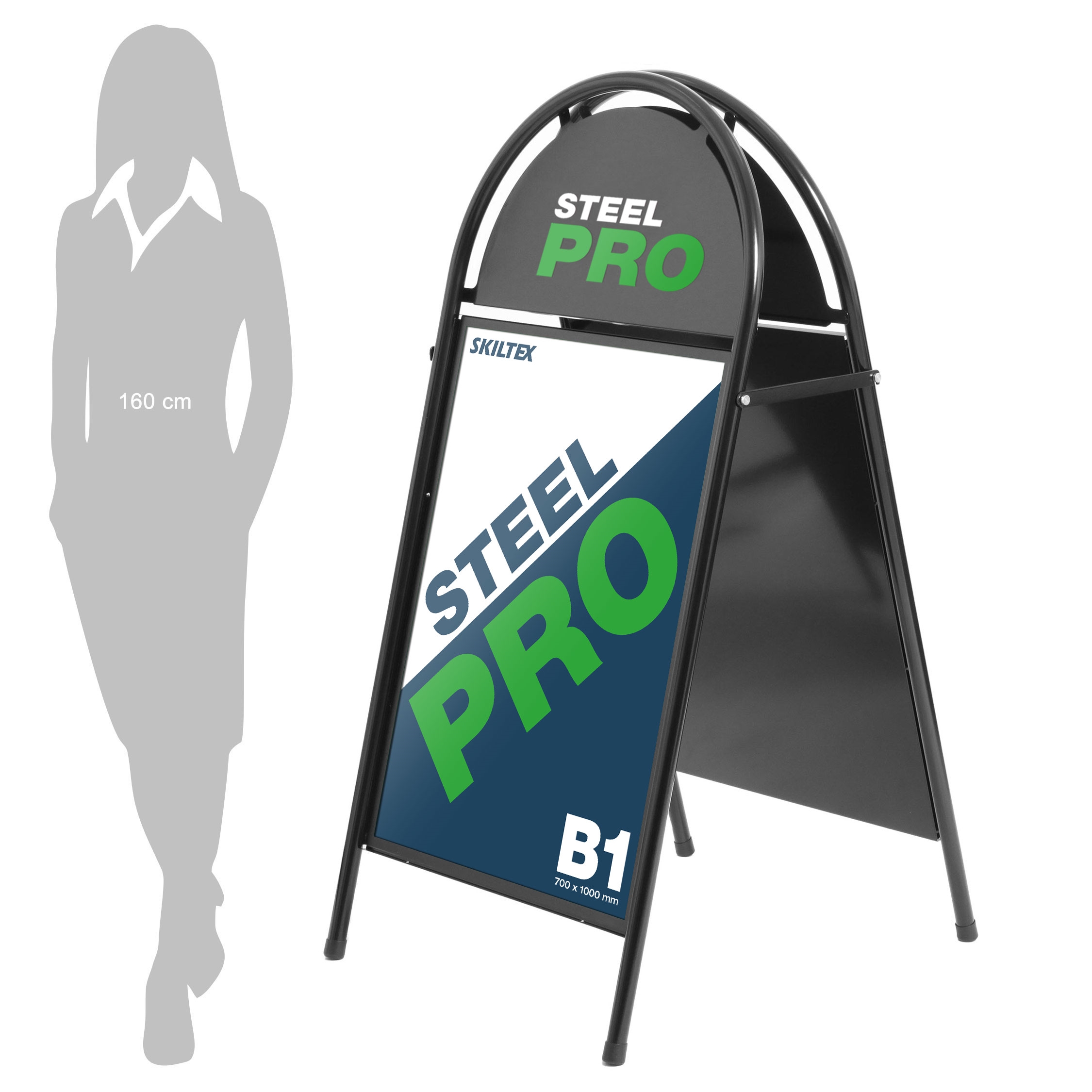 SteelPro Sort Gadeskilt - 70x100 cm