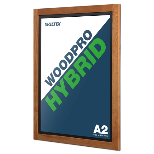 WoodPro Hybrid plakatramme / kridttavle til væg - A2