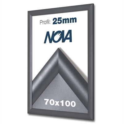 Nova Antracit Klikramme med 25mm profil - 70x100 cm